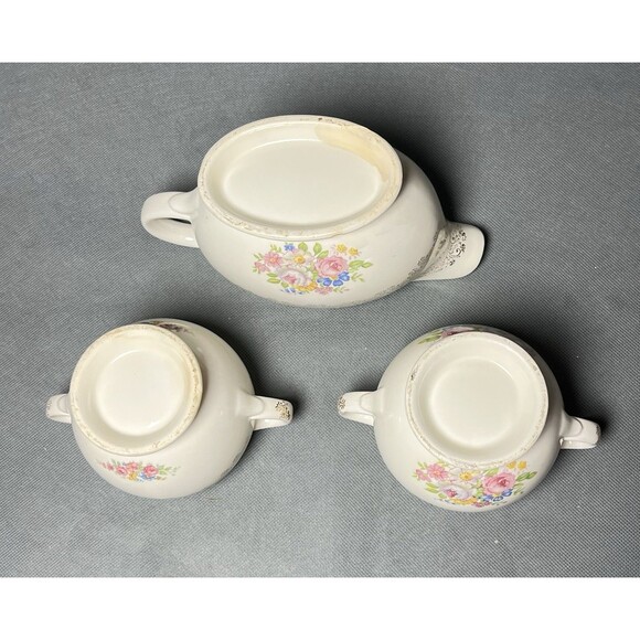Sugar and Creamer Set Royal China Rose Glory 22 Kt Gold Union Made-Set 3-1950s - Picture 7 of 13